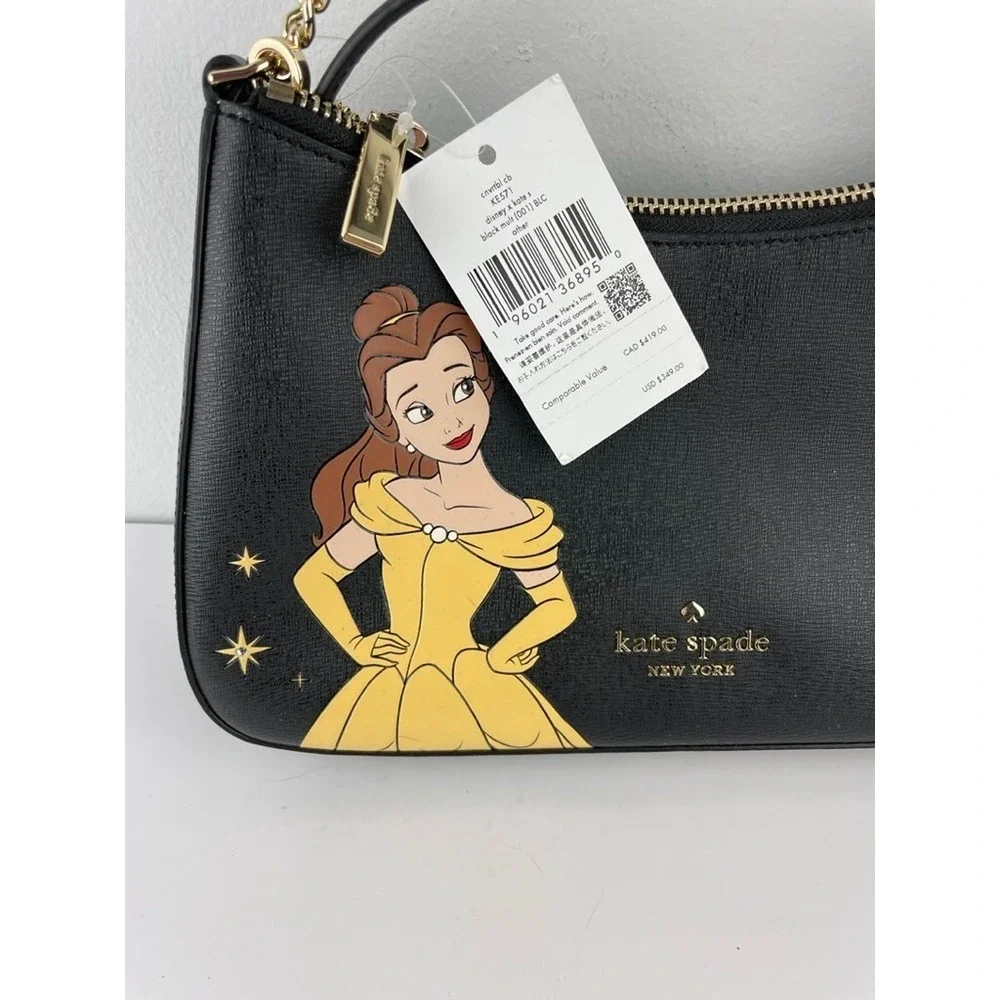 Kate Spade Disney KE571 Black Beauty and The Beast Convertible Crossbody Bag NWT - Picture 4 of 7
